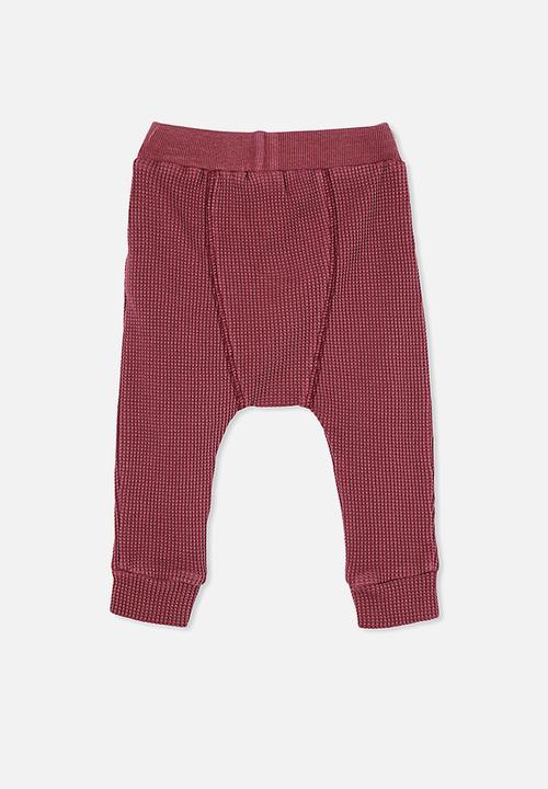 Cotton On - The waffle pant - faded burgundy