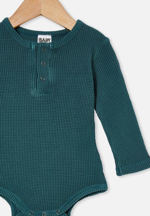 Cotton On - The long sleeve waffle bubbysuit - petrol teal