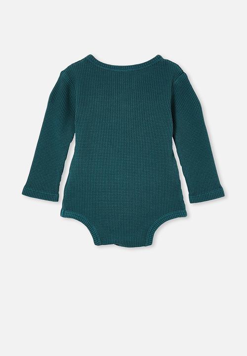 Cotton On - The long sleeve waffle bubbysuit - petrol teal