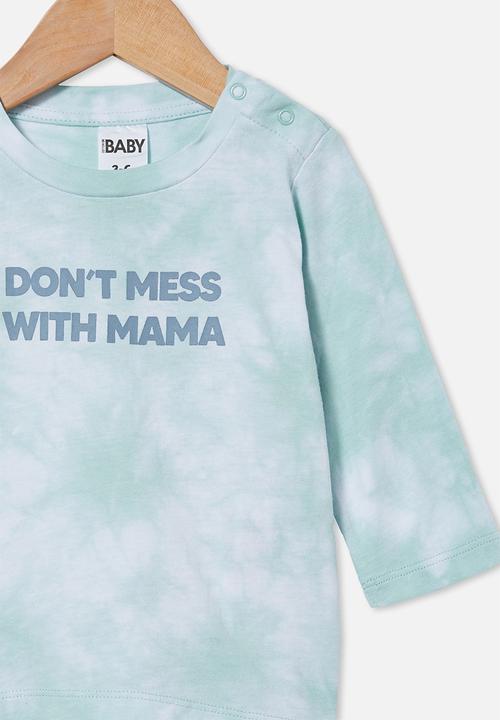 Cotton On - Jamie long sleeve tee - duck egg tie dye