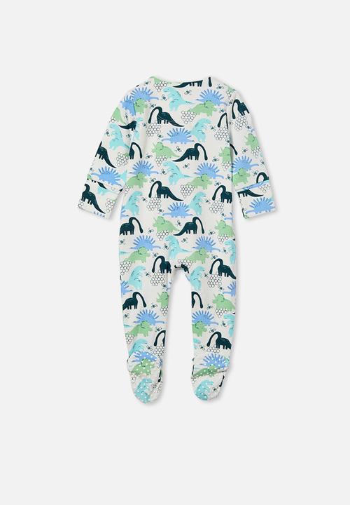 Cotton On - The long sleeve zip romper - vanilla & petrol teal