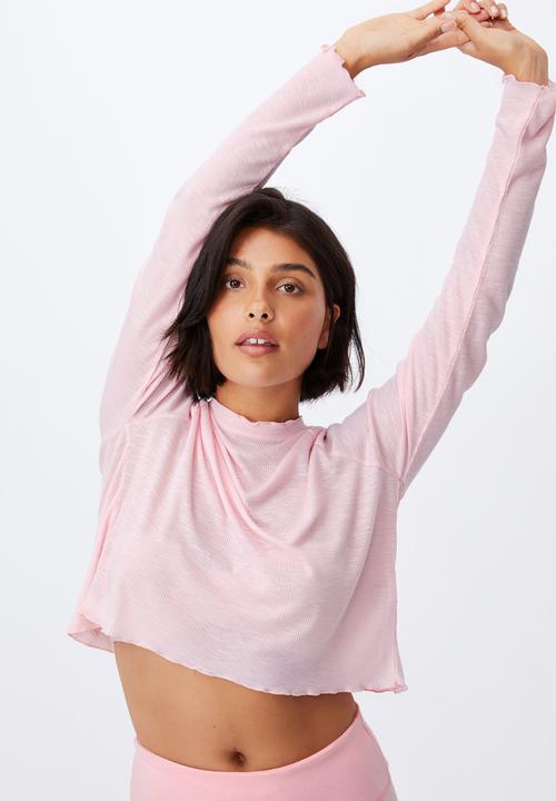 Cotton On - Raglan cross back long sleeve top - pink sherbet