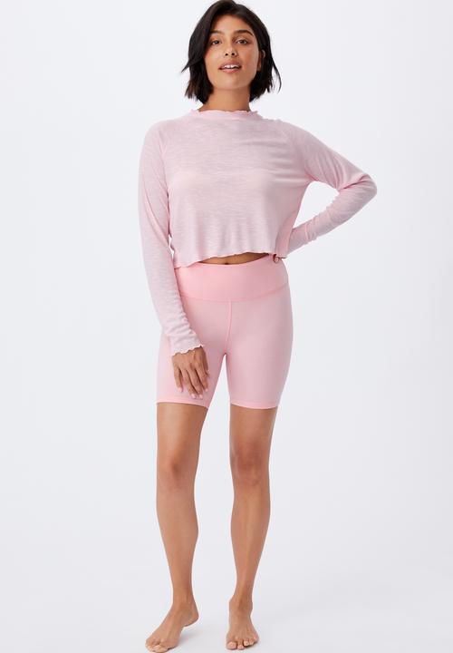 Cotton On - Raglan cross back long sleeve top - pink sherbet
