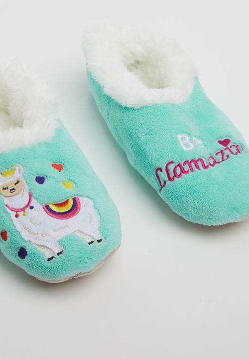snoozies!® - Be llamazing slipper - aqua