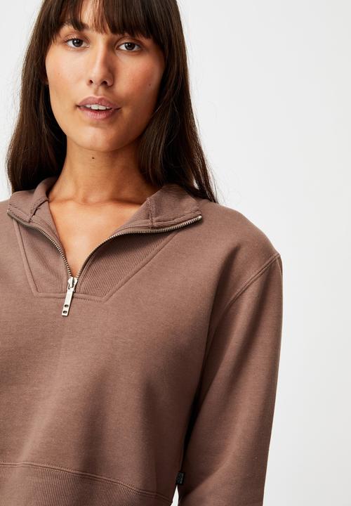 Cotton On - Lifestyle getting out half zip fleece - raw umber