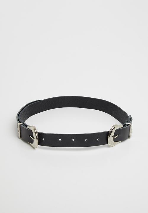 Superbalist - Wyomi double buckle belt - black