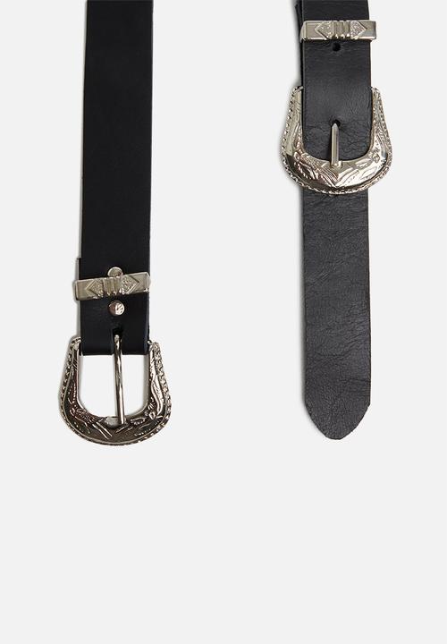 Superbalist - Wyomi double buckle belt - black