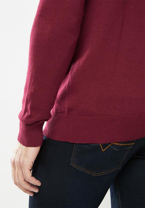 Brave Soul - Turtleo knitwear - burgundy