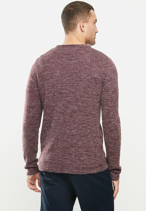 Brave Soul - Montrel knitwear - burgundy