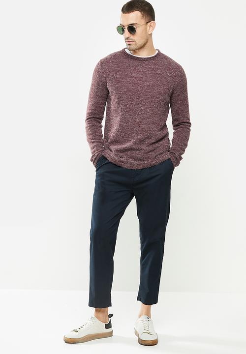 Brave Soul - Montrel knitwear - burgundy