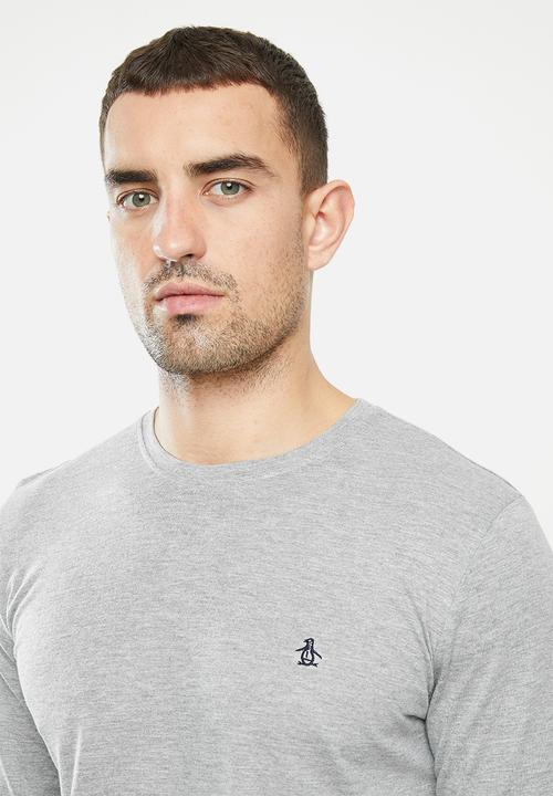 Original Penguin - Long sleeve embroidered logo t - grey 