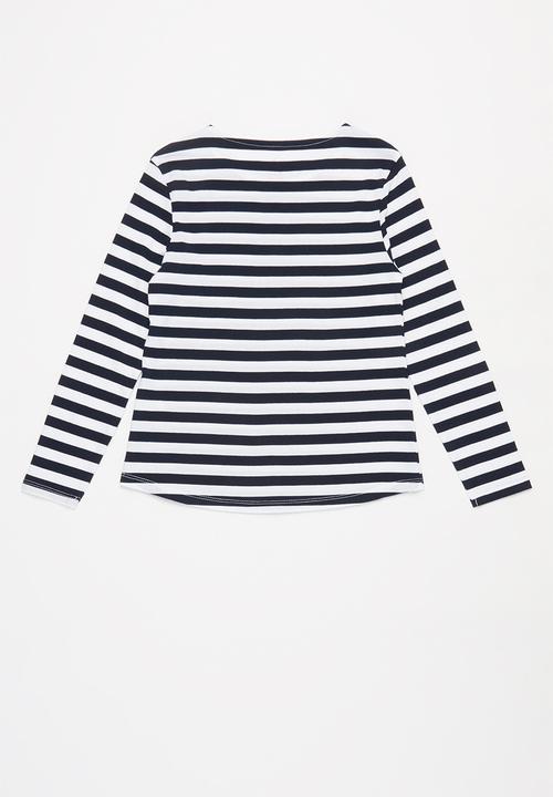 POLO - Ashley printed striped tee - navy & white