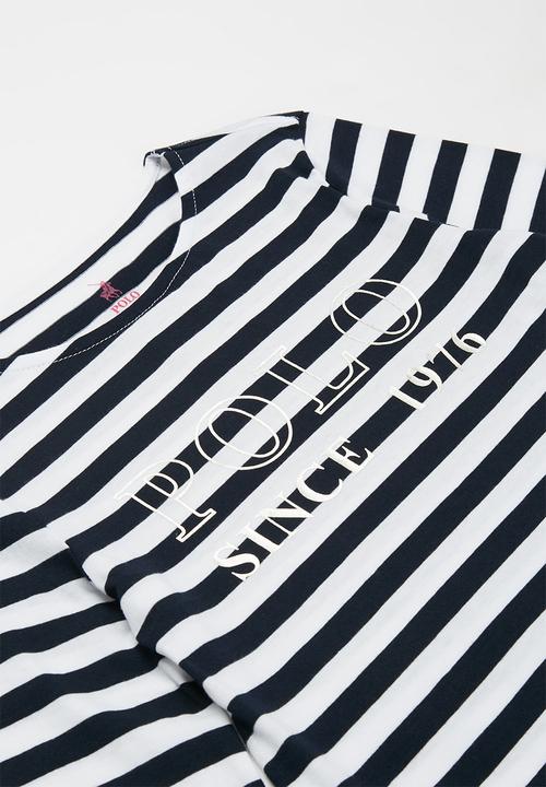 POLO - Ashley printed striped tee - navy & white