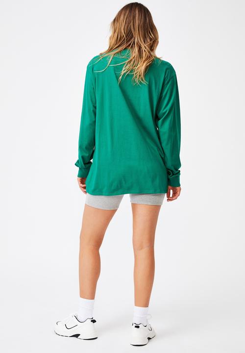 Cotton On - Basic oversized long sleeve top - heritage green