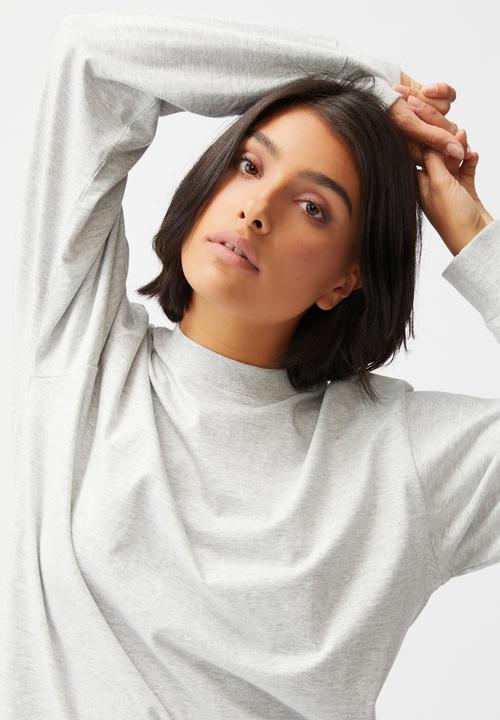 Cotton On - Basic oversized long sleeve top - light grey marle