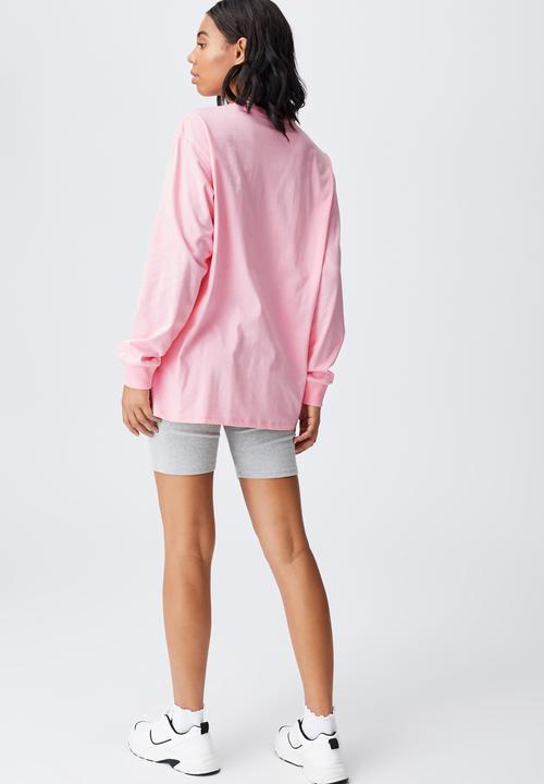 Cotton On - Basic oversized long sleeve top - prism pink