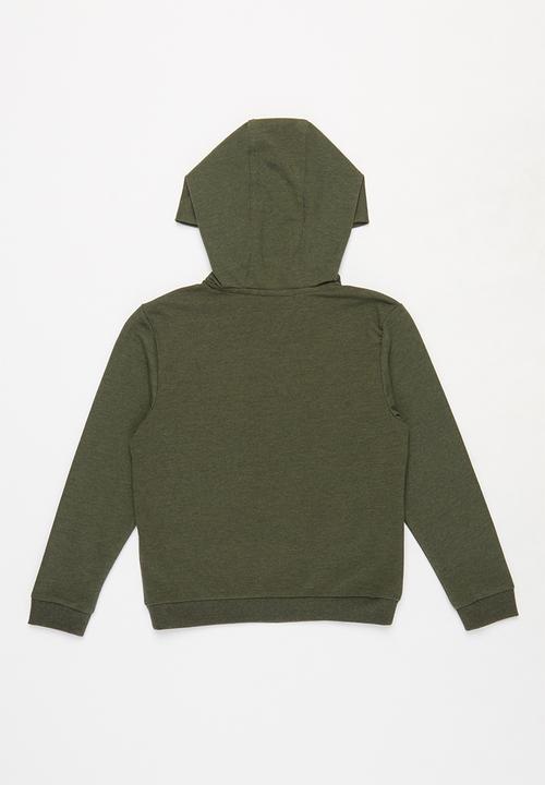 POLO - Damian debossed hooded sweater - olive