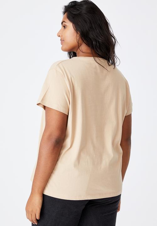 Cotton On - Curve graphic tee - chase your dreams & warm stone