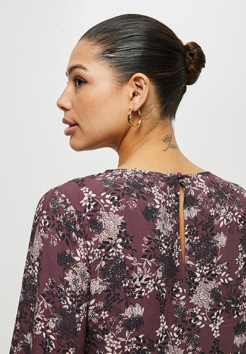 edit - Bellow sleeve shell - plum 