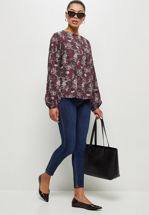 edit - Bellow sleeve shell - plum 