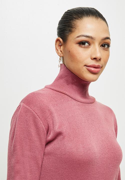 edit - Slit detail knitted midi - dusty rose
