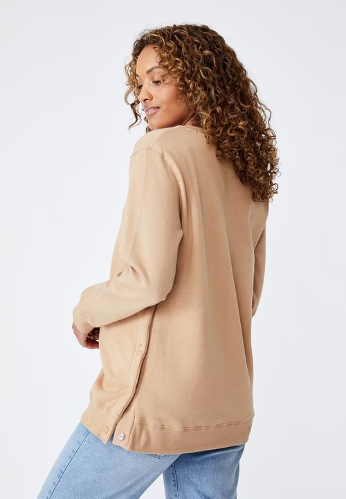 Cotton On - Maternity button side fleece - caramel brown