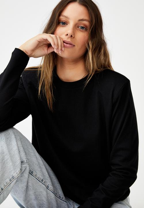 Cotton On - Padded shoulder long sleeve top - black