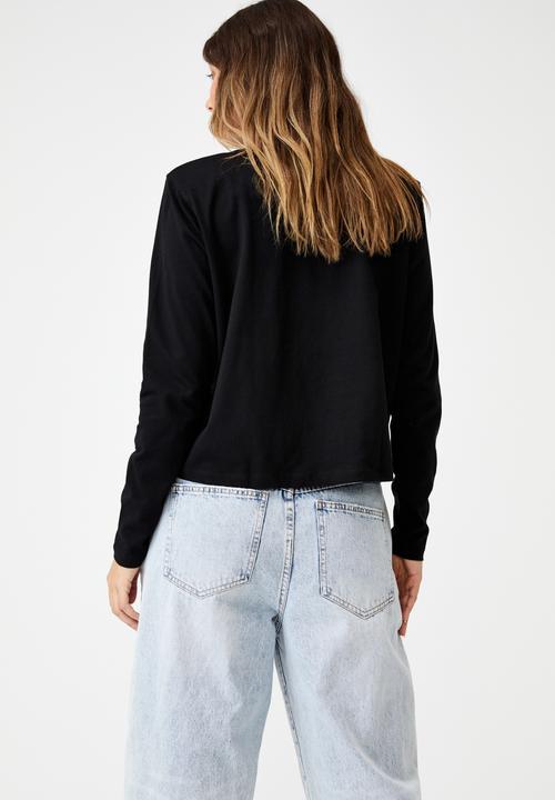 Cotton On - Padded shoulder long sleeve top - black