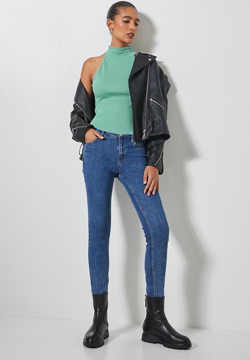 Superbalist - Rib cutaway poloneck top - sage