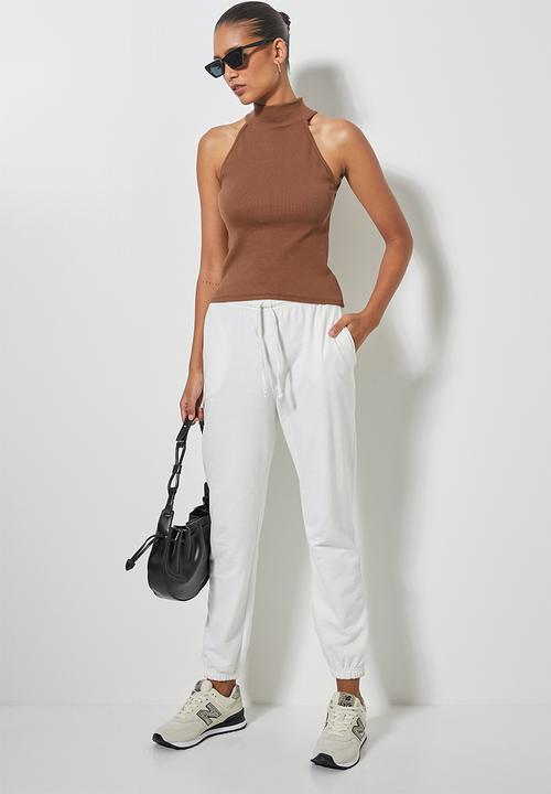 Superbalist - Rib cutaway poloneck top - tobacco
