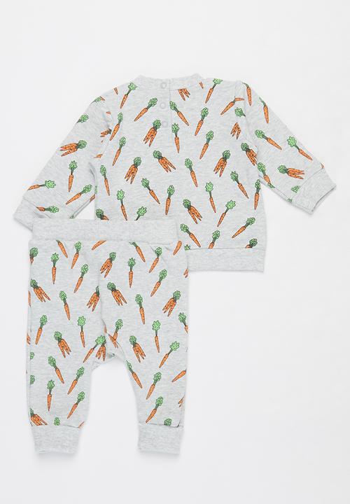 Cotton On - Bobbi & peta tracksuit - cloud marle/crazy carrots