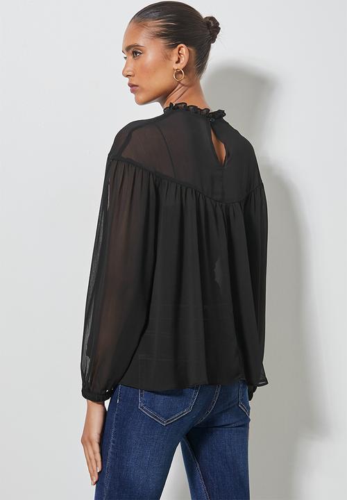 Superbalist - Femme ruffle blouse - black