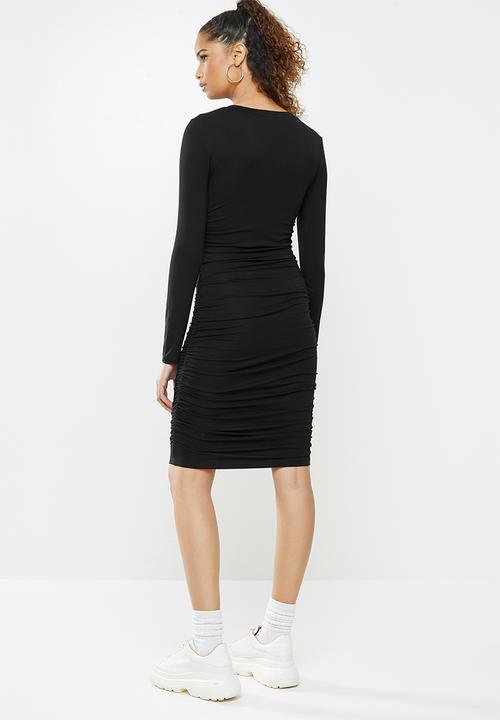 Blake - Ruched bodycon dress - black