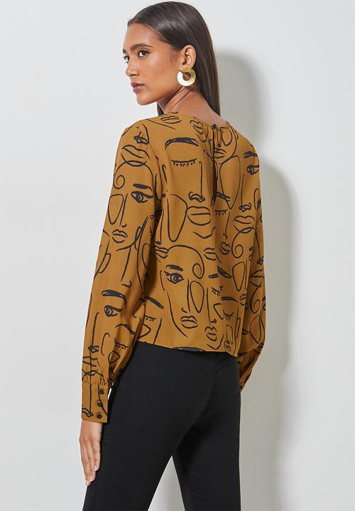 Superbalist - Blouson sleeve shell - tobacco abstract 