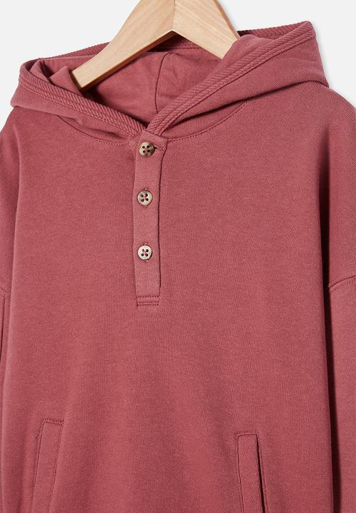 Cotton On - Henley hoodie - vintage berry