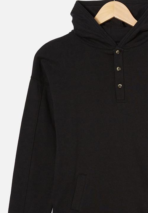 Free by Cotton On - Henley free hoodie - true black