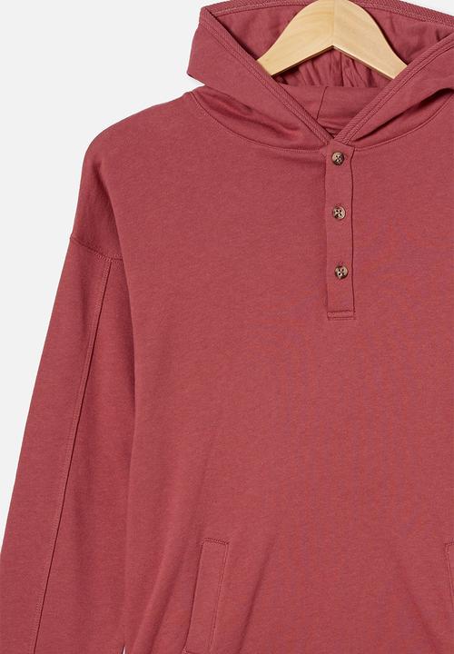 Free by Cotton On - Henley free hoodie - vintage berry