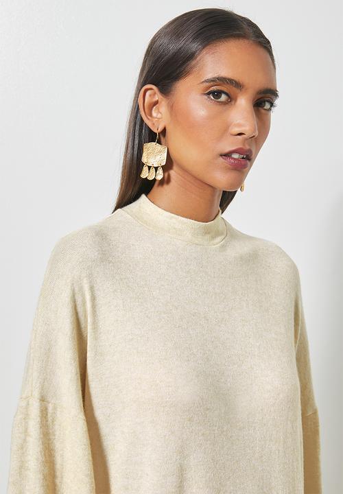 Superbalist - Turtleneck combo fabric dress - cream