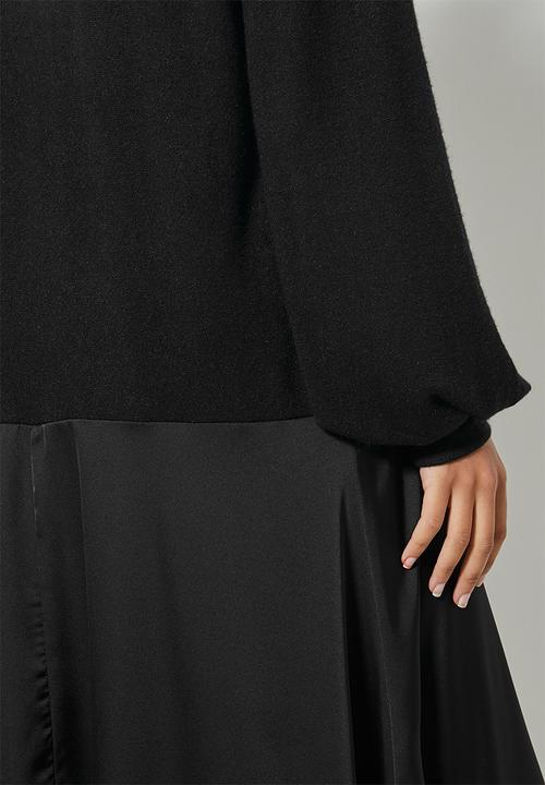 Superbalist - Turtleneck combo fabric dress - black on black
