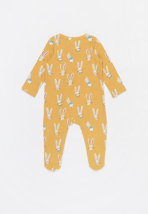 Cotton On - 2 pack long sleeve zip romper - crazy carrots/vintage honey bailey bunny