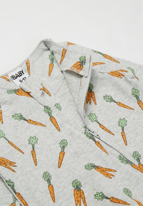 Cotton On - 2 pack long sleeve zip romper - crazy carrots/vintage honey bailey bunny