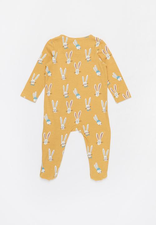 Cotton On - 2 pack long sleeve zip romper - vintage honey/petty blue bailey bunny
