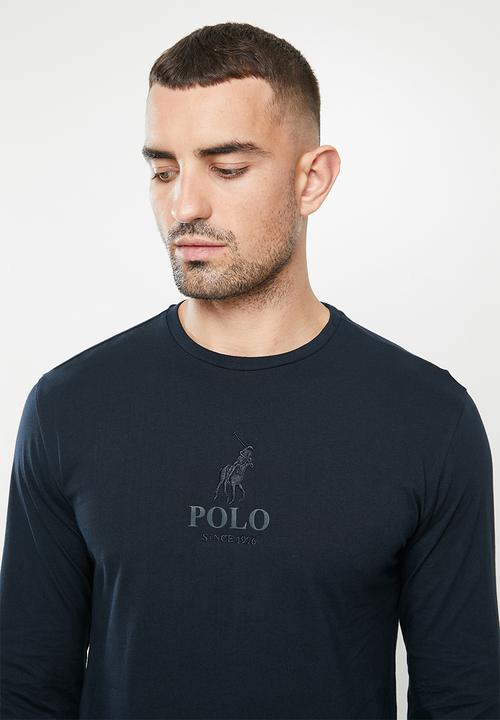 POLO - Pevin embroidered long sleeve logo tee - navy
