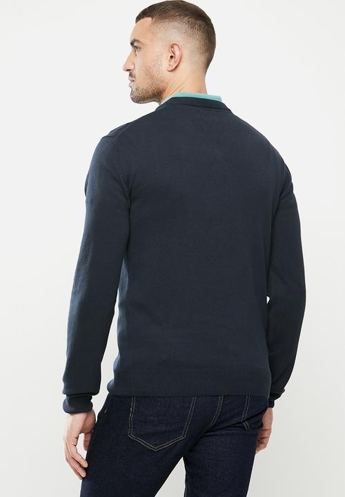 POLO - Luke long sleeve v-neck knitwear - navy
