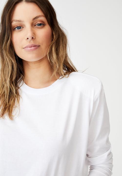 Cotton On - Padded shoulder long sleeve top - white