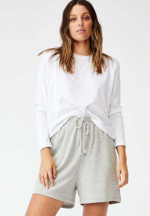 Cotton On - Padded shoulder long sleeve top - white
