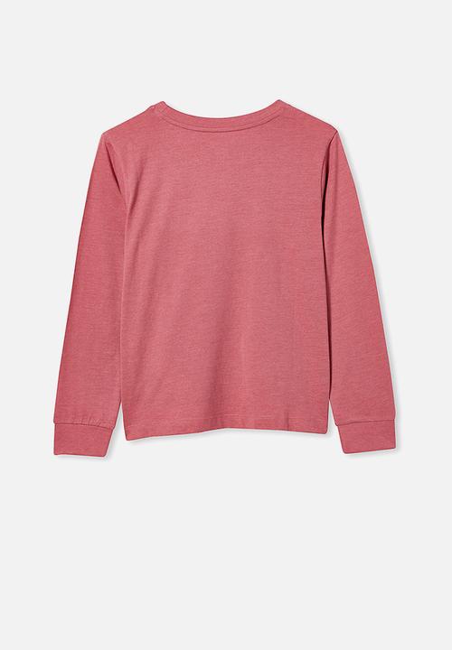 Free by Cotton On - Girls classic ls tee - very berry marle/bee the change
