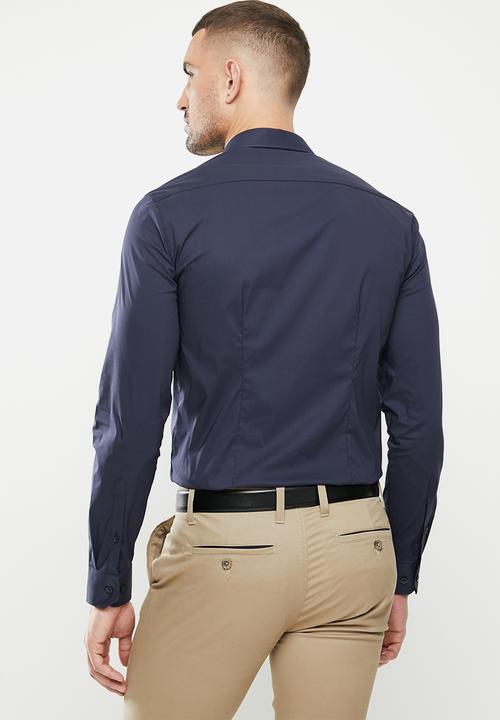 POLO - Christian plain long sleeve signature shirt - navy
