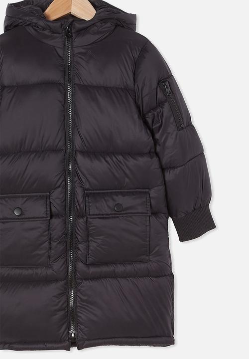 Cotton On - Finley longline puffer jacket - black