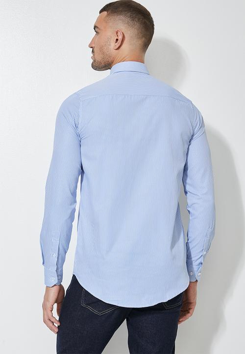 Superbalist - Jos slim fit long sleeve stripe shirt - blue & white